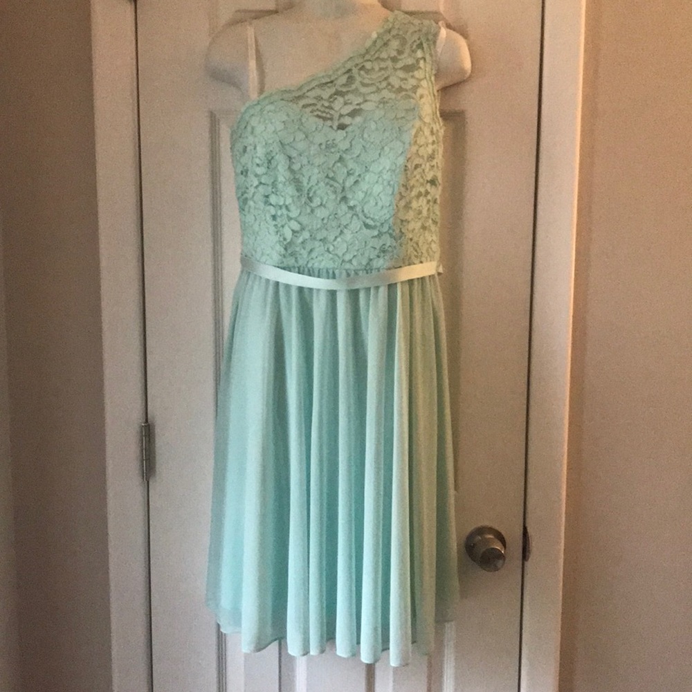 Short One Shoulder Corded Lace Dress